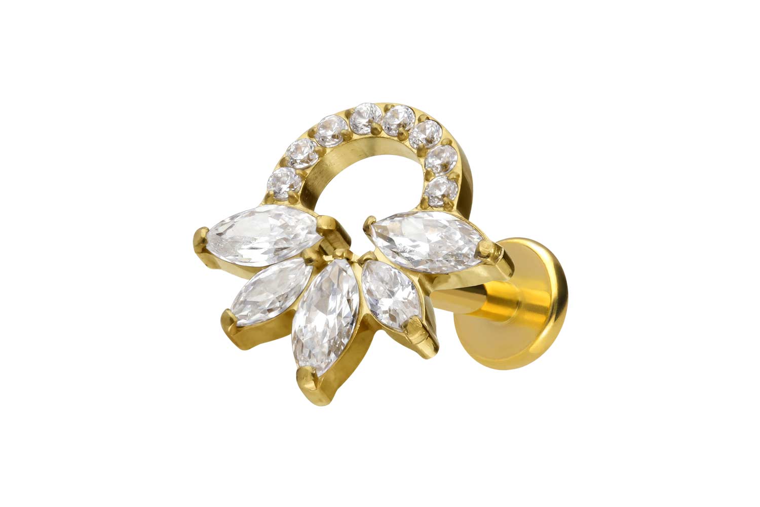 Titan Labret Piercing mit Innengewinde KRISTALLRASSEL